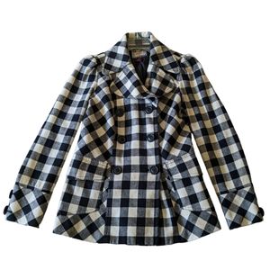 Forever cream and black gingham peacoat